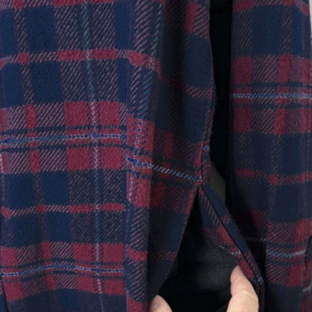 New ORVIS Thick Burgundy + Blue Premium Plaid Flannel Over Shirt - Picture 11 of 15